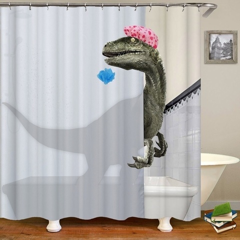 Waterproof Shower Curtains Funny Bathing Dinosaur Bath Curtain 180*200 Bathroom Polyester Cloth 3d Print Bath Screen Home Decor ► Photo 1/5