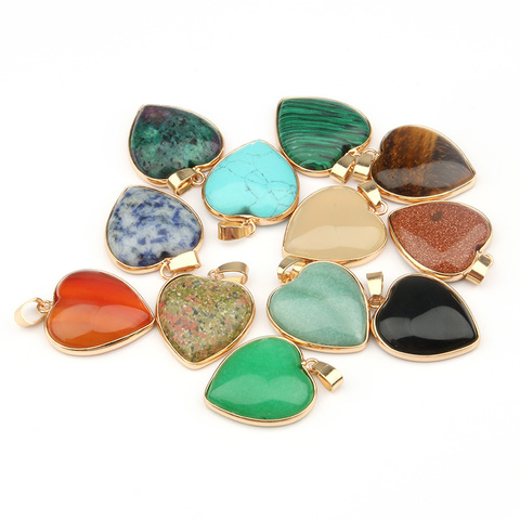 Natural Stone agates Pendant Heart Shape Pendants DIY Necklace Jewelry Making Accessories Reiki Healing Jewellery Gift ► Photo 1/6