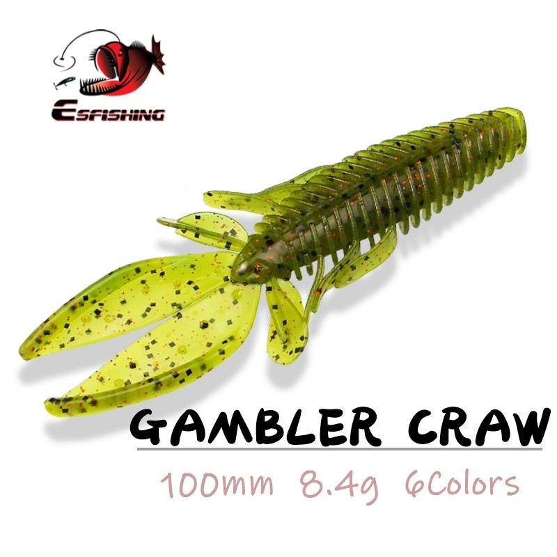 ESFISHING Fishing Lures Gambler Craw 6pcs 100mm Soft Bait Carp Fishing Swimbait Feeder Jigging Lures ► Photo 1/5