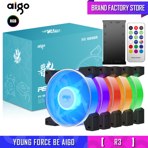 Aigo New 4pin12v Aura Sync Rgb Fan pack 120mm Led Pc Desktop Computer Case Fan Quiet Cpu Cooler Cooling Heatsink  Fan Controller ► Photo 1/6