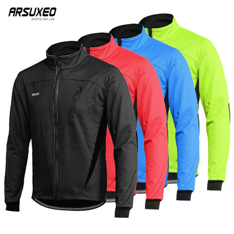 ARSUXEO Fleece Cycling Jacket Man Winter Thermal Mountain Bike Jacket Waterproof Bicycle Coat Windproof Reflective MTB Jacket ► Photo 1/6