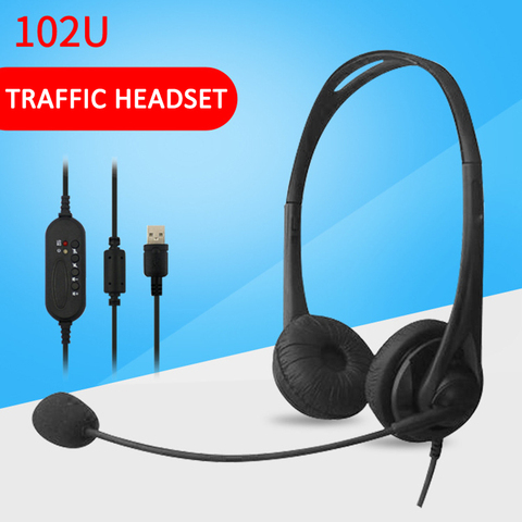 102U USB Binaural Headset Wired Headset Stereo USB Noise Cancelling Microphone Headset Call Centre Office /Traffic Headset New ► Photo 1/6