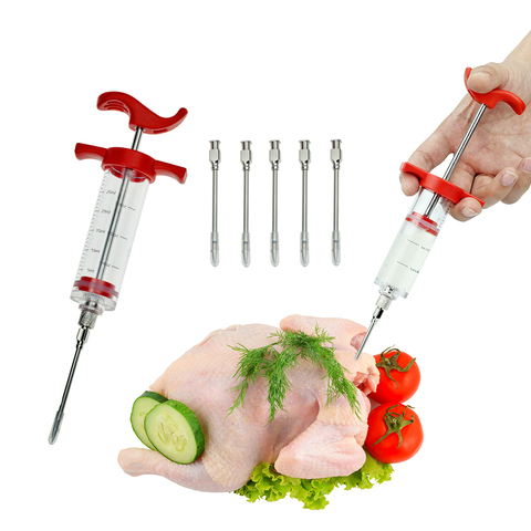 BBQ Meat Syringe Marinade Injector with Stainless Steel Needles Turkey Chicken Syringe Sauce  Injection Kitchen Tools Accessorie ► Photo 1/5