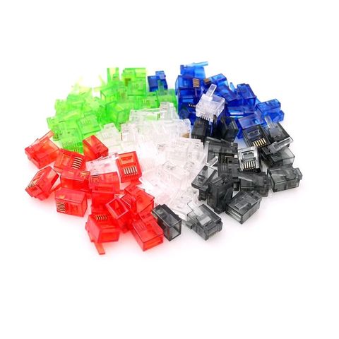 50PCS/lot Colorful RJ12 6P6C Connector Red Blue Green Right Buckle Cable Plug DIY NXT EV3 Cable Plug Crystal Head ► Photo 1/6