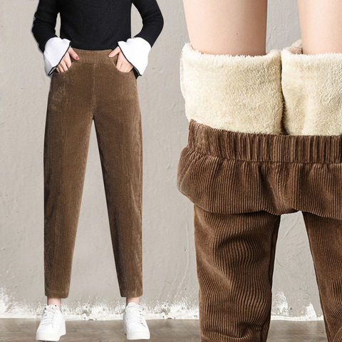 Large size plush thick casual pants ladies corduroy warm pants 2022 autumn and winter new high waist harem pants women trousers ► Photo 1/6