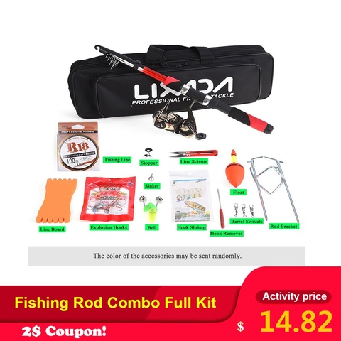 Lixada Telescopic Fishing Rod Combo Full Kit Fishing Kits Set Spinning Fish Reel Baits Hooks Fishing Bag Kit ► Photo 1/6