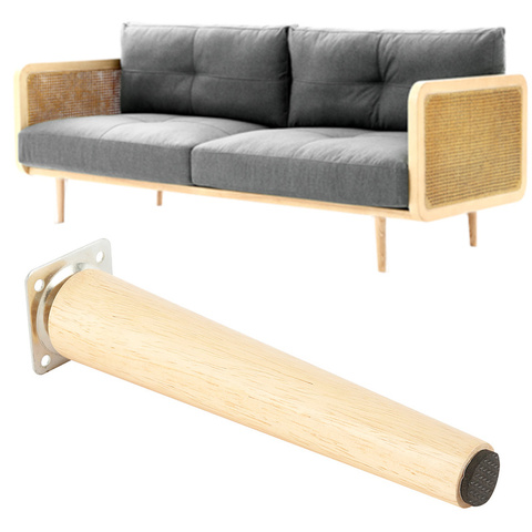 4 Pcs Solid Wood Furniture Legs Slanting Straight Feet Sofa Coffee Table Cabinet Leg with Metal Plates Screws 8/15/20cm High ► Photo 1/6