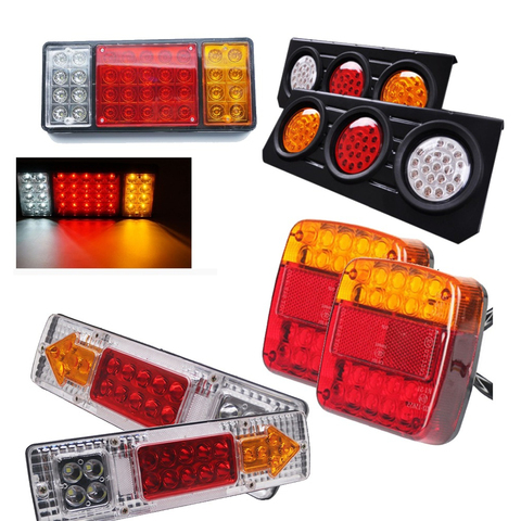 2pcs Trailer Truck Caravan Boat Car Led Rear Stop Tail Light 12V 24V Warning Light 8 19 20 36 46 75 LEDS Automobiles Taillights ► Photo 1/6