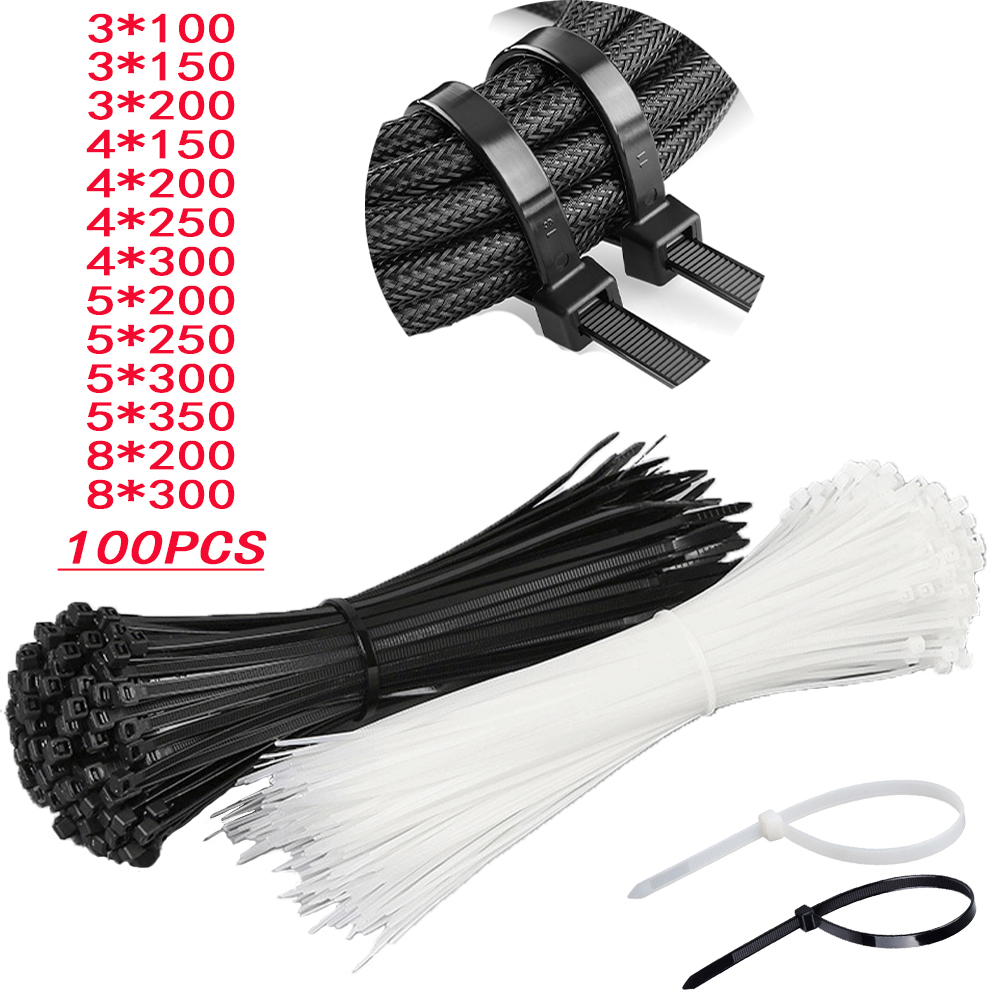 200 pcs 4" 6”  Nylon Plastic Zip Trim Wrap Cable Loop Ties Wire Self Lock 