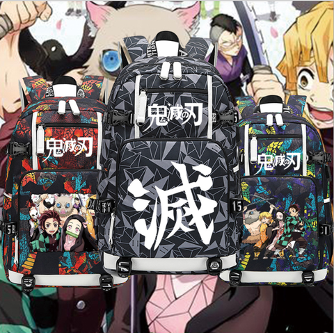 New Demon Slayer: Kimetsu no Yaiba Kamado Tanjirou Backpack laptop bag Men Anime Travel bags USB Oxford Backpack schoolbag ► Photo 1/6