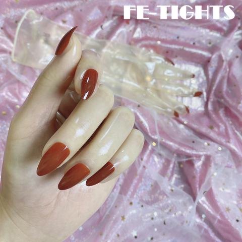Oil Shiny Transparent Super Thin Latex Zentai Long Gloves With Red Nails Sheer Cosplay Kigurumi Gloves For Crossdresser ► Photo 1/6