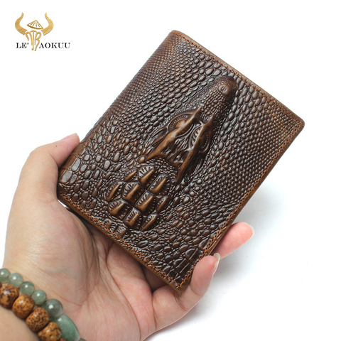 New Luxury Cattle Male Quality leather Fashion Design Crocodile Emboss Simple Standard Brand Wallet Handy Purse Men ► Photo 1/6