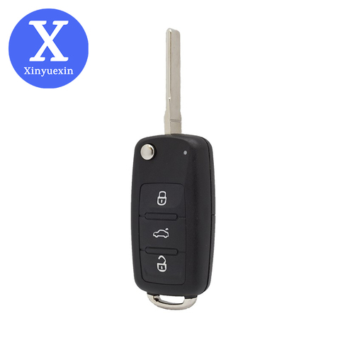 Xinyuexin Car Remote Key Fob Shell for VW Polo Golf Tiguan MK6 for VW Skoda Jetta MK6 Passat Bora 5K0837202AD Flip Key 3 Buttons ► Photo 1/6