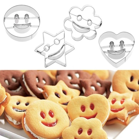 4 piece stainless steel cookie cutter Biscuit mold Fondant cake mold baking tools ► Photo 1/6