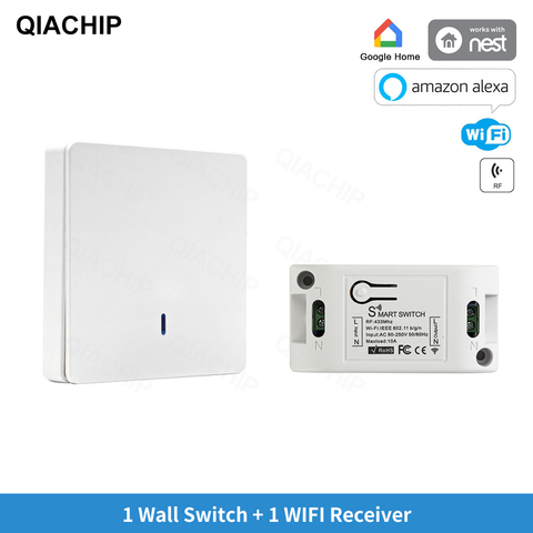 QIACHIP Universal Wifi Wall Switch 433 Mhz Wireless Remote Control Light Smart Home Automation RF Relay Module Work With Alexa ► Photo 1/6