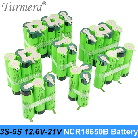 Turmera 3S 10.8V 4S 14.4V 5S 18V 18650 3400mAh Battery NCR18650B 3400mAh 6800mAh for 12V 16.8V 21V Screwdriver Battery Customize ► Photo 1/6