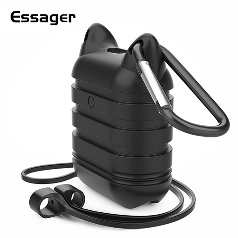 Essager Luxury Case For Airpod Airpods Apple Protection Strap Key Ring Accessories Cute Silicone Cover for Air Pods Coque Fundas ► Photo 1/6