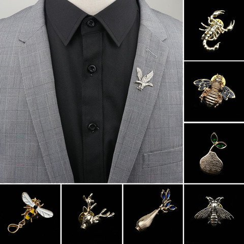 Men's Advanced Retro Animal Anchor Brooch Pins Metal Jewelry Stylish Brooches Collar Breastpin Pin Bee Eagle Scorpion Flower ► Photo 1/1