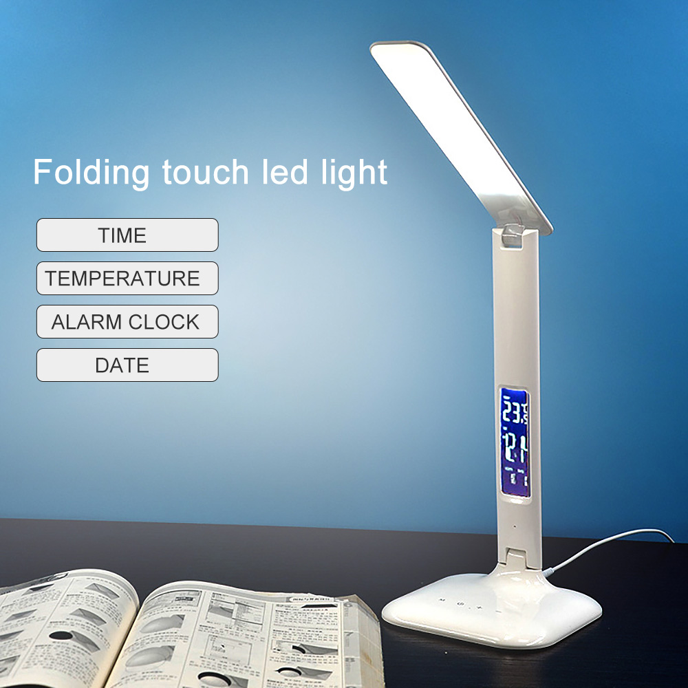 Led Office Desk Lamp 5w, Touch Table Lamp With Clock