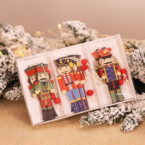 9pcs Christmas Decorations Nutcracker Puppet Wooden Pendants Walnut Soldier for Tree Hanging Ornaments New Year Kids Gift Xmas ► Photo 1/6