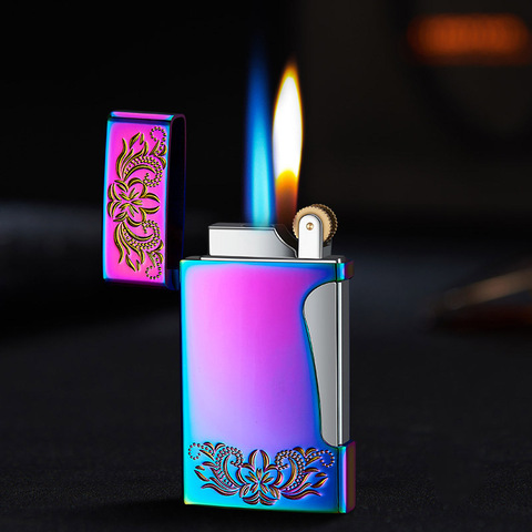 Jet Turbo Lighter Metal Gas Lighter Butane Two Flames Cigarettes Lighters Metal Lighters Smoking Accessories ► Photo 1/6