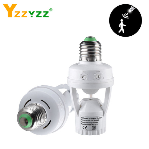 E27 PIR Sensing Light Switch 100-240V Motion Detector E27 Base Lamp Holder With Light Control Smart Switch Bulb Socket Adapter ► Photo 1/6