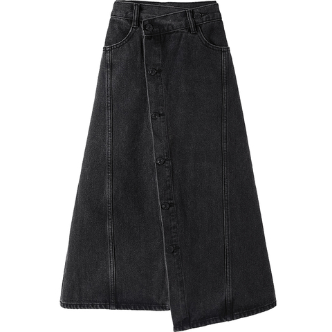 Jeans Denim Black Irregular Female Plus Large Size Korean Style Oversized Vintage High-Waisted Women'S Skirts Clothes Lady D0438 ► Photo 1/6