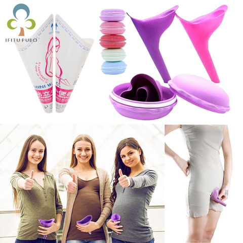Women Urinal Outdoor Travel Camping Portable Female Urinal Soft Silicone / Disposable  Paper Urination Device Stand Up & Pee GYH ► Photo 1/6