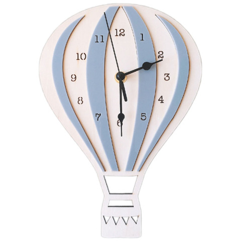 Nordic Style Children Cartoon Hot Air Balloon Clock Mute Clock Room Wall Clock Unique Gifts Home Decorations Gray ► Photo 1/6