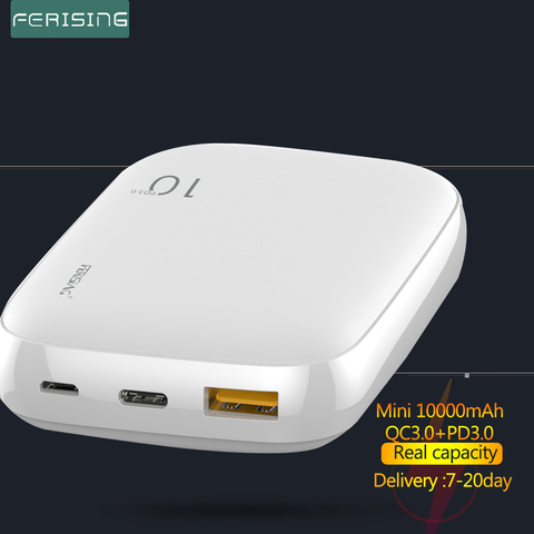 FERISING Mini 18W Power Bank 10000mAh Portable External Battery Fast Quick Charger USB Type C QC 4.0 3.0 for Xiaomi Powerbank ► Photo 1/6