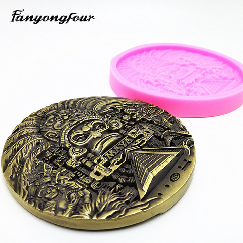 Maya Coin Silicone Mould Fondant Cake Mould Resin Gypsum Chocolate Candle Candy Mould Free Shipping ► Photo 1/6