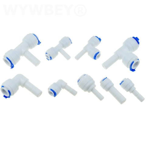 Reverse Osmosis 1/4 3/8 Hose Connection Quick Coupling 1/4 3/8 Stem L Straight Tee RO Water Aquarium Plastic Joint Pipe Fitting ► Photo 1/5
