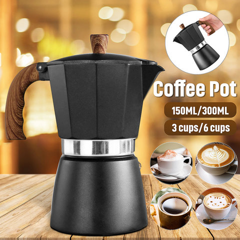 150/300ML Practical Aluminum Coffee Maker Moka Coffee Pot Espresso Percolator Pot Suitable For Electric Stoves Gas Stoves ► Photo 1/6