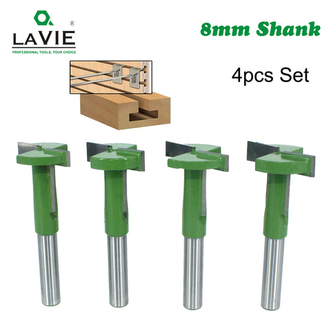 LAVIE 4PCS Set 8mm Shank T-Slot Router Bit Straight Edge Slotting Milling Cutter Cutting for Wood Woodworking Handle MC02089 ► Photo 1/5