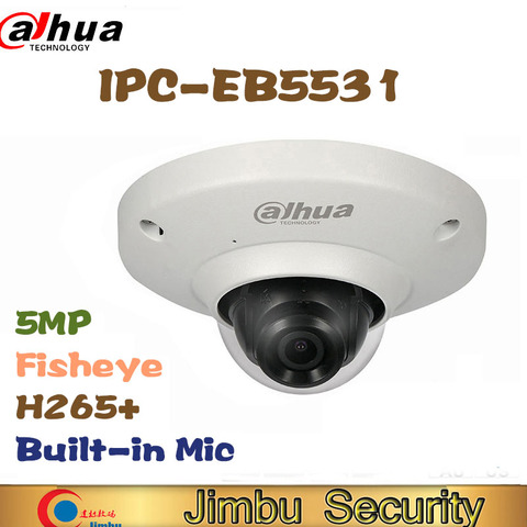 Dahua 5MP IP camera IPC-EB5531 Panoramic Network Fisheye IP Camera  H.265 1.4mm lens Built-in Mic Micro SD card IP67 PoE WDR ► Photo 1/6