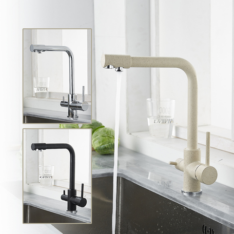 Kitchen Filtered Faucet Balck with Dot Brass Purifier Faucet Dual Sprayer Drinking Water Tap Vessel Sink Mixer Tap Torneira ► Photo 1/6