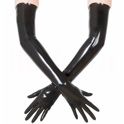 Free shipping !!!  Hot Wrist seamless black / red  latex opera long latex gloves fetish latex gloves ► Photo 1/6