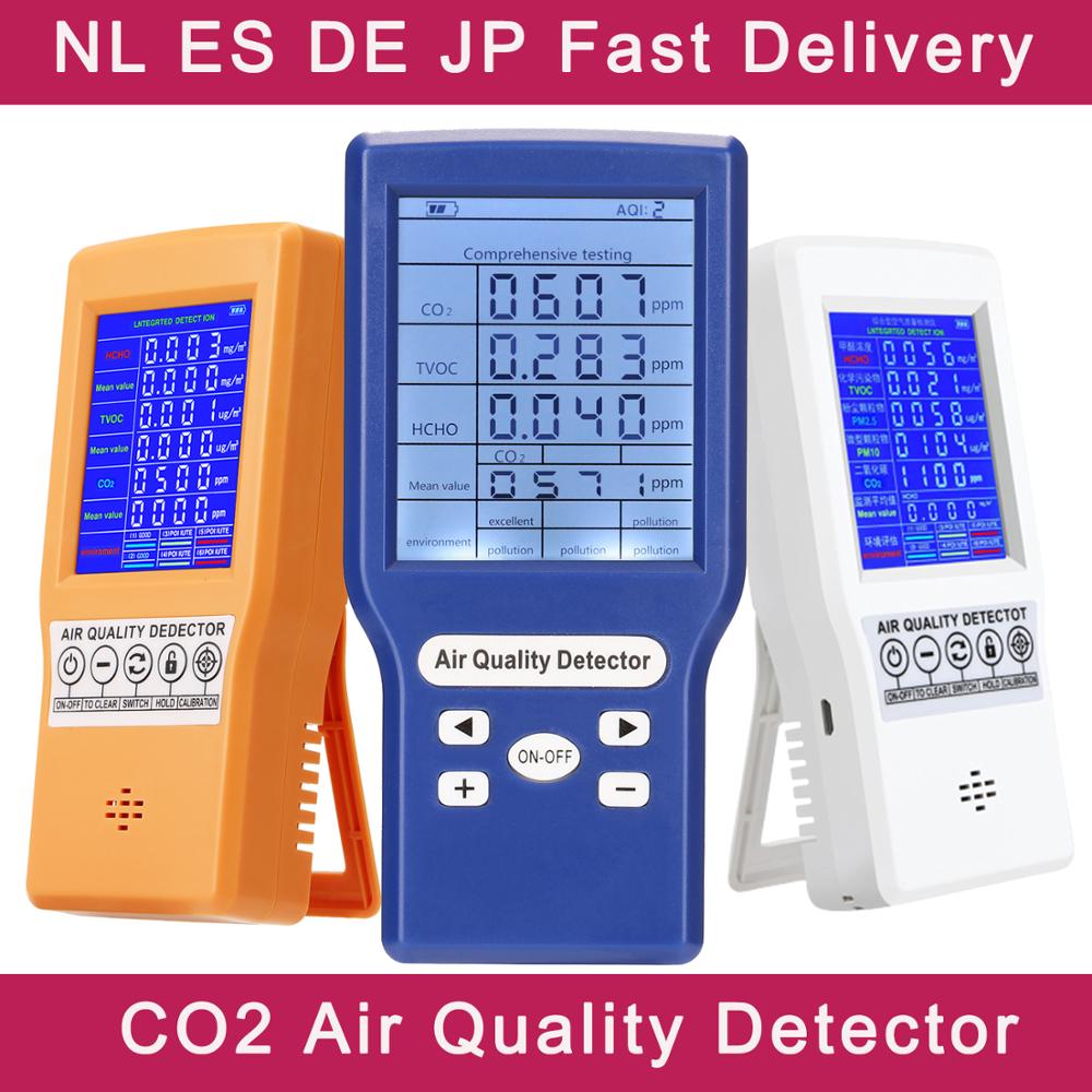 LCD Digital Air Quality Laser PM2.5 TVOC HCHO CO2 Detector Tester Gas Monitor 