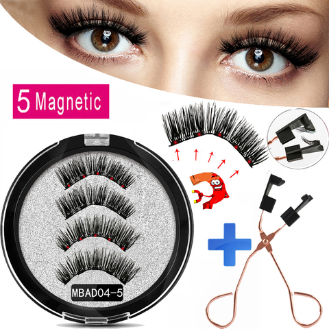 MB MEW 5 Magnets Magnetic Eyelashes With Handmade 3D False Eyelashes For Mink lashes New Faux Cils Magnetique Naturel Tweezers ► Photo 1/6