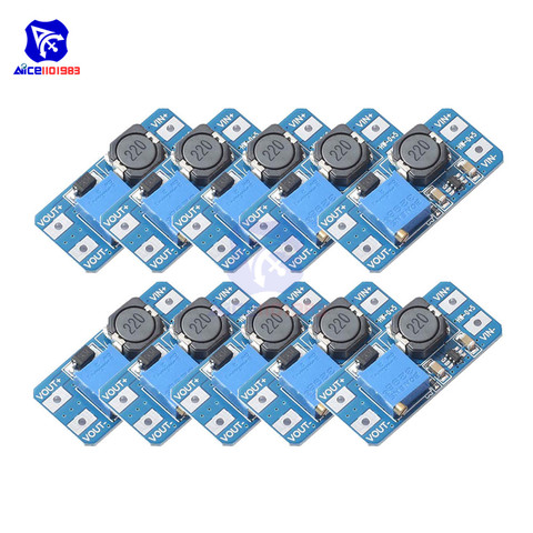 diymore 10PCS/Lot MT3608 DC -DC DC 2 -24V to 5V-28V 2A Step Up Boost Converter Power Supply Module with Adjustable Trimpot ► Photo 1/5