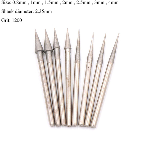 5/10/20PCS 0.8-4mm Cone Diamond Burr Drill Bit Grinding Engraving 1200 Grit Glass Jade ► Photo 1/5