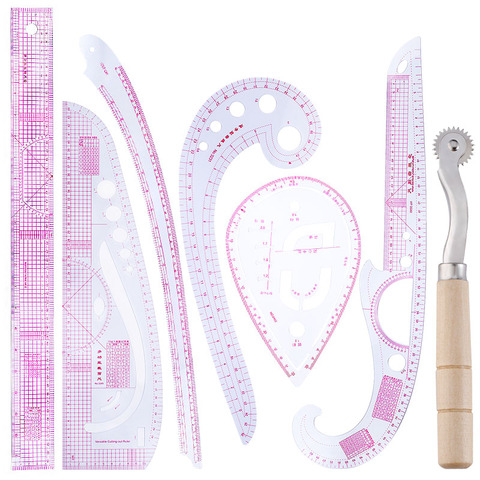 KAOBUY 7pcs/Set Sewing French Curve Ruler Kit Sewing Drawing Ruler Dressmaking Tailor Ruler Sewing Tools With Tracing Wheel ► Photo 1/6