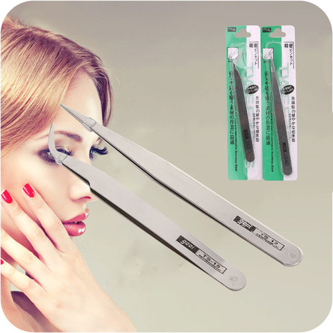 Stainless Steel Straight Curved Nail Tweezers Nipper Nail Art Rhinestones Decoration Rivets Picking Tool Eyelash Tweezers ► Photo 1/3