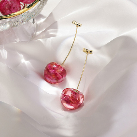 2022 New Arrival Dominated Acrylic fashion Geometric fine Women Drop Earrings contracted sweet cherry modelling long earrings ► Photo 1/6