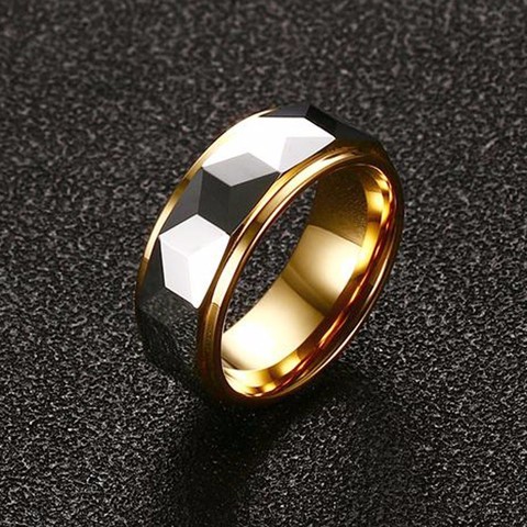 Modyle 100% Tungsten Carbide Multi-Faceted Prism Ring for Men Wedding Band 8MM Cool Men Punk Vintage Ring Fashion Jewelry ► Photo 1/6
