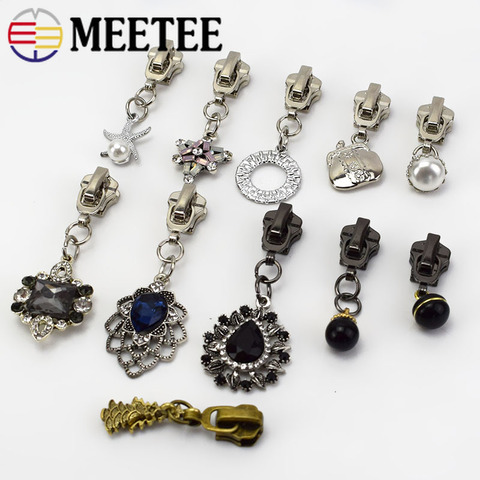 Meetee 5pcs 5# Metal Zipper Sliders Head for Metal Zip DIY Jackets Clothes Zip Pendant Repair Kit Bag Garment Decor Accessories ► Photo 1/6