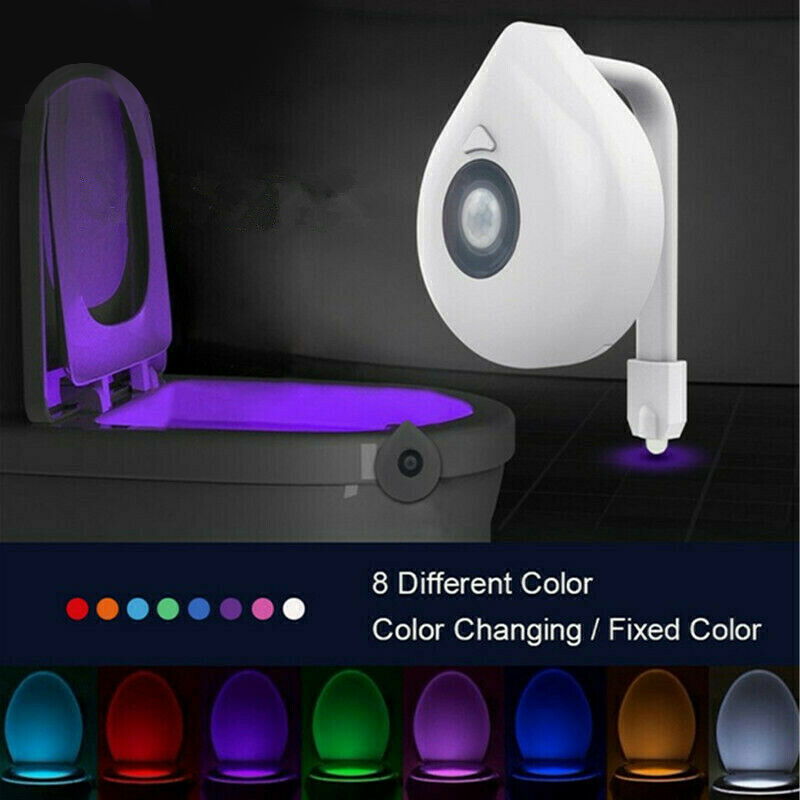 8Color Changing LED Toilet Bathroom Night Light PIR Motion Activated Seat Sensor 