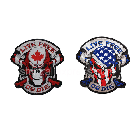 LIVE FREE OR DIE America Canada  large  Embroidery Patches  for Jacket Back vest  Biker Punk accessories sew on 29*31cm ► Photo 1/5