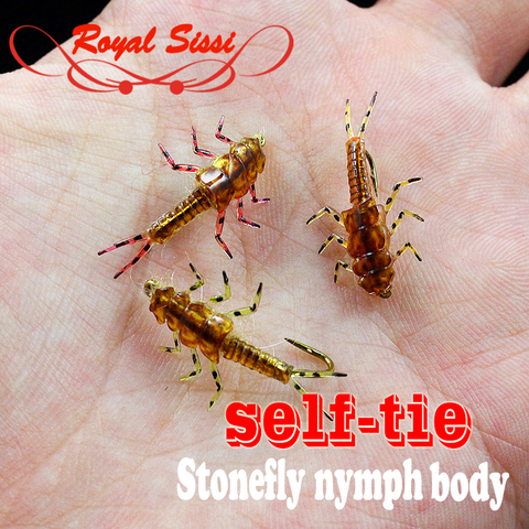 hot 10pcs pack artificial stonefly nymph rubber body fly fishing wet fly nymph flies fly tying stonefly insect model with legs ► Photo 1/6