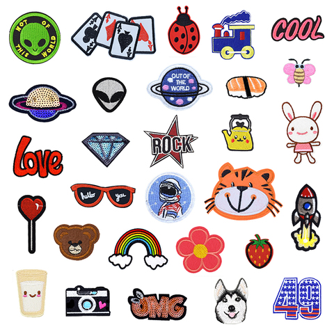 1 PCS Patches for Clothing Foods Animal UFO Iron on Embroidered Patches for Clothes Jacket Dress Embroidery Applique Accessories ► Photo 1/6